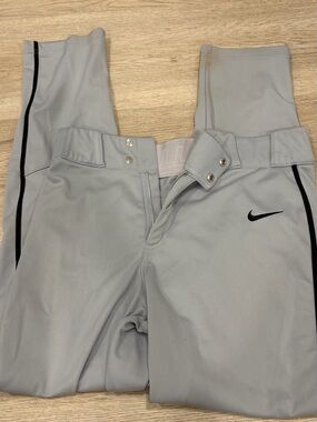 Nike Light Gray Kids' Baseball Pants with Black Accents